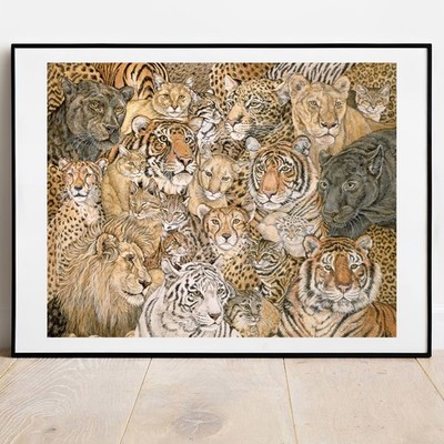 cat print Wild cat Spread by Ditz big cat art fine Art print gallery wall Art