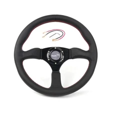RASTP Racing Steering Wheel 13.58”/345mm Genuine Leather 6 Bolts Steering 