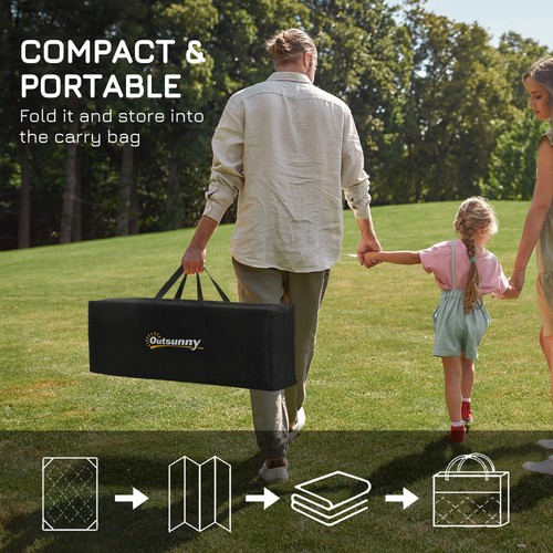 Outsunny Outdoor Rug w/ Carry Bag, 9' x 12' Plastic Straw Rug, Black Gray - Picture 5 of 11