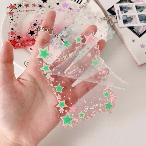 Portable Kpop Photo Card Holder Keychain Shining Stars Idol Card Cover Girls - Picture 6 of 16