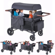 WAGON STROLLER for 4 Kids with Cooler Bag 5-Point Harnesses