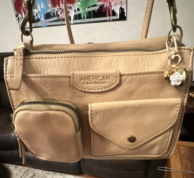 American Leather Co. Linden Leather Organizer Crossbody Bag - Tan / Cafe Latte 