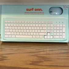 ONN Wireless Keyboard and Mouse Bundle Dual-Connectivity USB Receiver White Blue