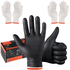 BBQ Gloves for Grilling Disposable Heat Resistant - 100 Nitrile Gloves + 4 Reusa
