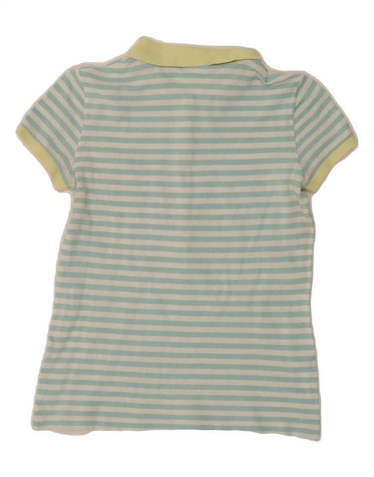 Camisa polo para mujer LACOSTE talla 40 mediana azul a rayas algodón DN13 Foto 2 de 2