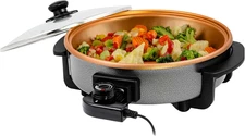 12 Inch Electric Skillet and Frying Pan with Nonstick Coating, 1400W Power, Adju