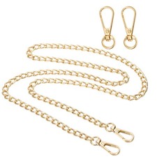 39.4" Flat Purse Chain Strap, Lobster Swivel Trigger Clips Style2, Gold