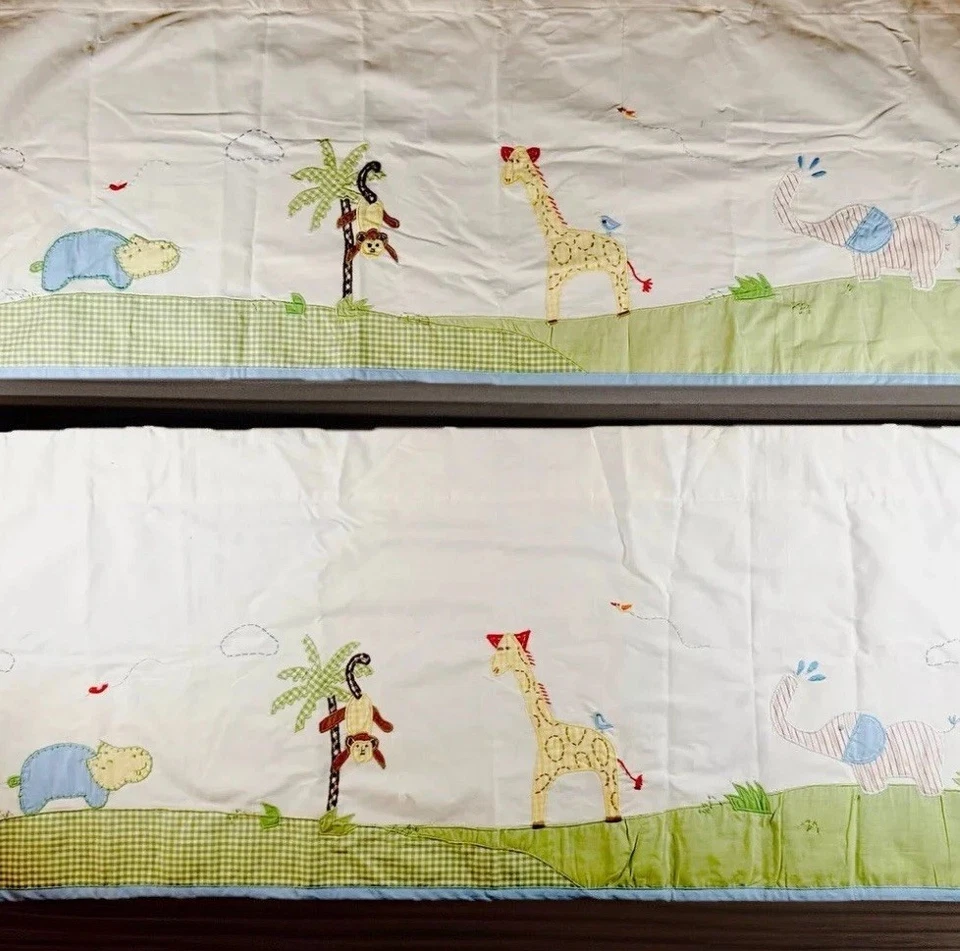 2 POTTERY BARN valances infantis 44X18 apliques para animais de safári decoração quarto de bebê zoológico em excelente estado usado - Imagem 4 de 4