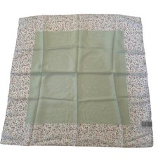 Vintage Made in Italy Sage Green Floral Square Neck Scarf Sheer Cottagecore Chic
