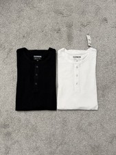  2 Express Henley Stretch Supersoft Long Sleeve T-Shirt Size Men's Medium M