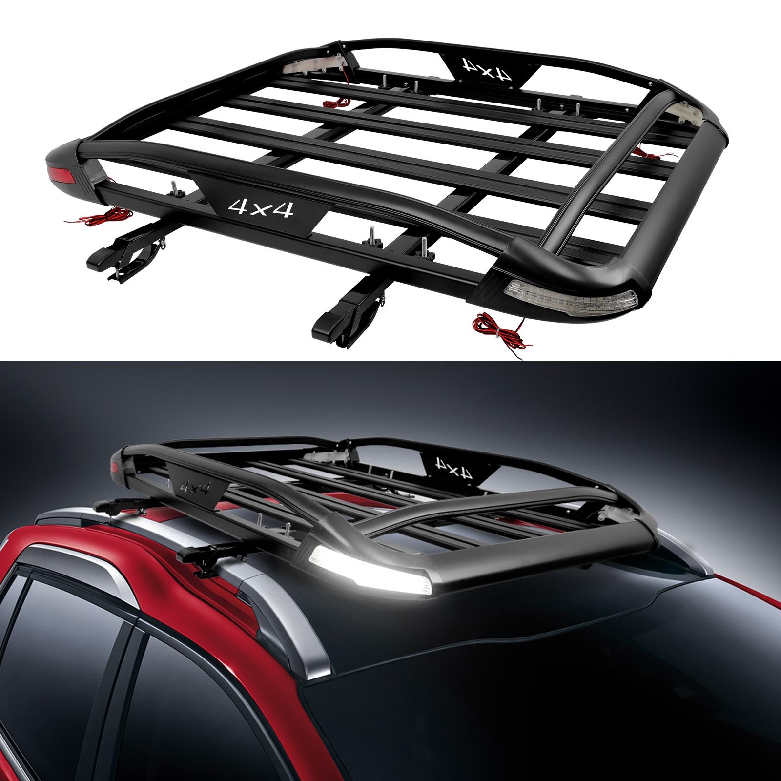 For Subaru Outback 50"x38" Roof Rack Luggage Cargo Basket+Cross Bar w/ LED Light