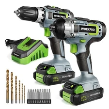 WORKPRO 20V CORDLESS DRILL COMBO KIT, DRILL DRIVER, 2X 2,0AH - GRAY/GREEN