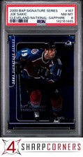 2000 BAP SIGNATURE SERIES CLEVELAND NATIONAL SAPPHIRE JOE SAKIC #/10 POP 2 PSA 8