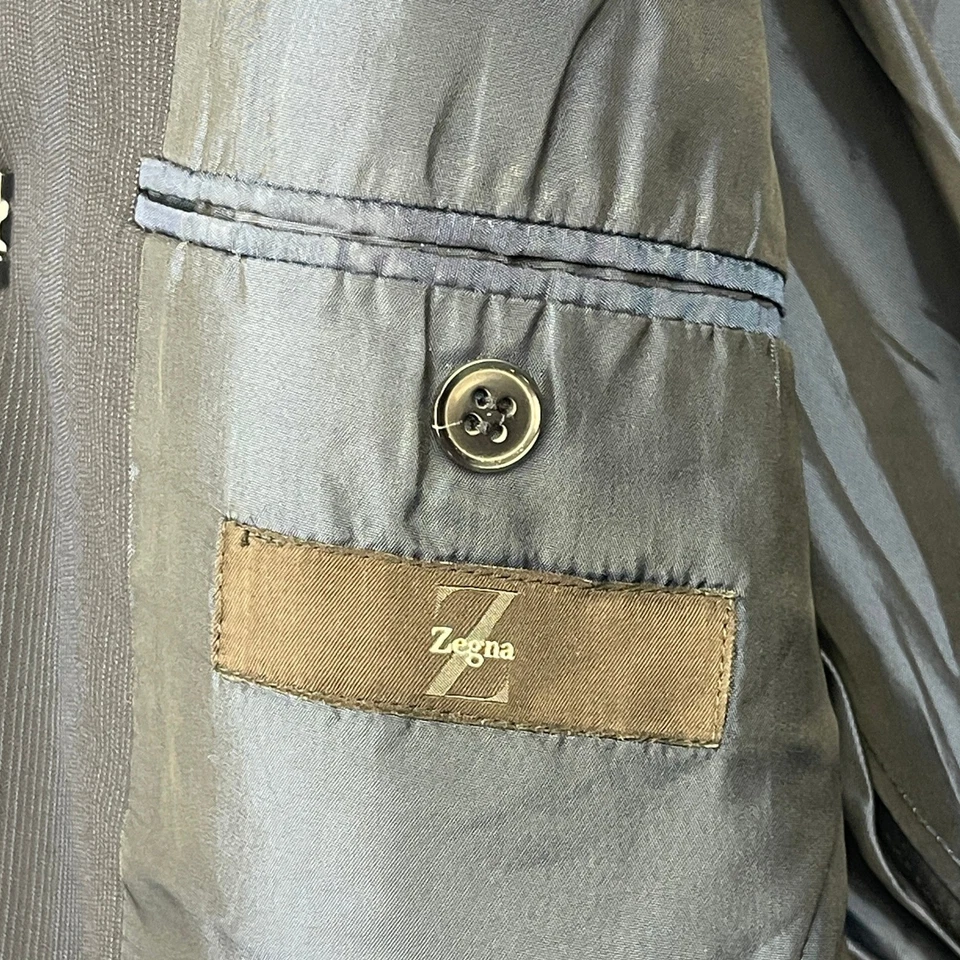 Chaqueta Abrigo Deportivo Blazer Ermenegildo Zegna 44R (EUR 54) Lana Azul Rayas Foto 3 de 4