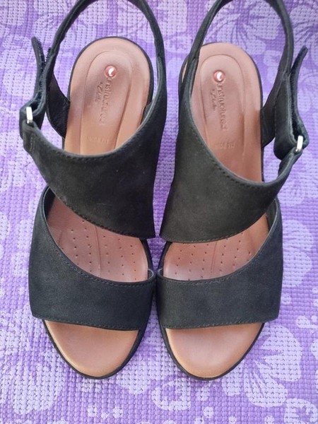 Women Clarks Heels Black Nubuck 38 #1QDL
