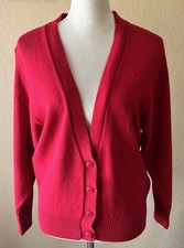 PICKET & POST Vintage Women's RED 100% Acrylic Cardigan Size: M Made in USA