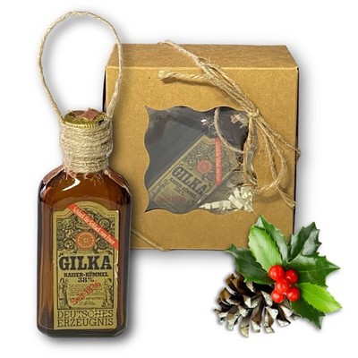 Gilka Kaiser-Kümmel Herbal Liqueur Artisan Vintage Glass Bottle Ornament
