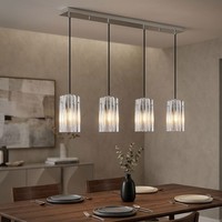 Led Pendelleuchte HäNgeleuchte Glas Silber Esszimmerlampe 4-Flammig Deckenlampe