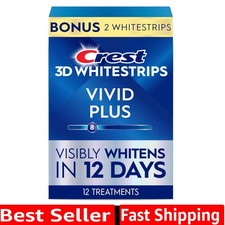 3D Whitestrips Vivid Plus, Teeth Whitening Strip Kit, 10 Treatments 2 Bonus...
