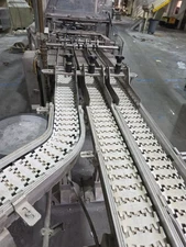 Slat Top Plastic Food Incline Overhead Conveyor Powered 4"Wide Guardrail SEW WHM