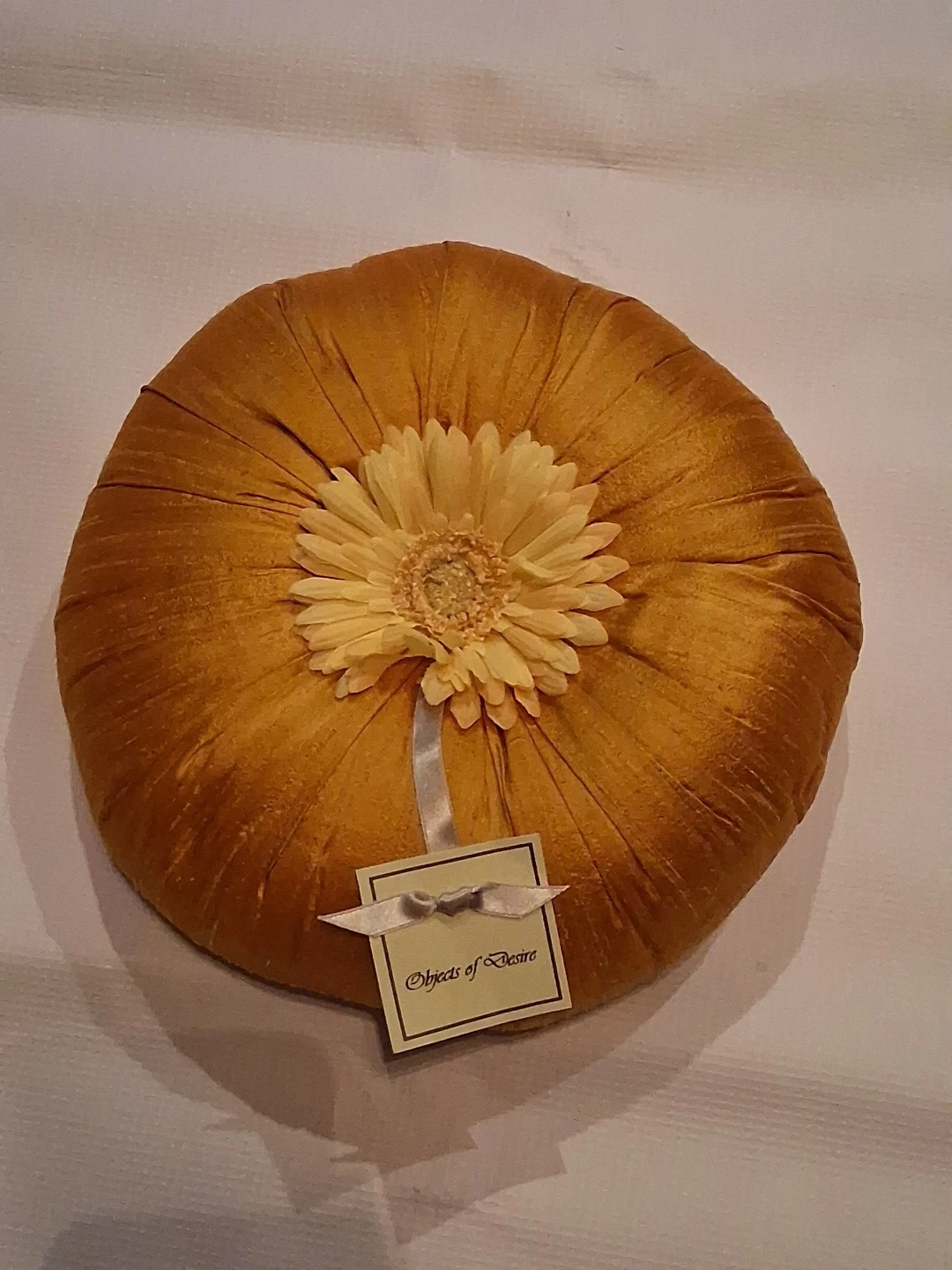 Flower Pillow Cushion Round Decorative Throw Pillow 10" Gathered Shantung Fabric