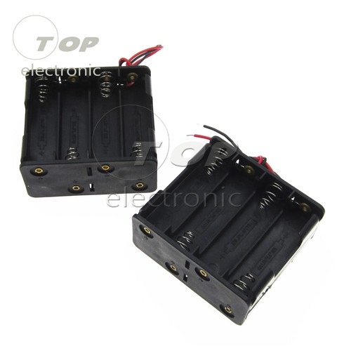 Estuche con soporte de batería de plástico negro de 2 piezas con cable para 8 pilas AA 12V - Imagen 6 de 7