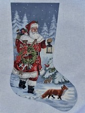 Liz Goodrick Dillon Hand Painted Needlepoint Canvas Stocking Lantern Woodland 21