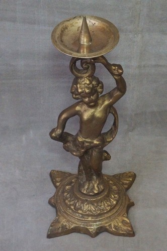 KERZENSTÄNDER KERZENHALTER FIGURENKERZENSTÄNDER PUTTE ENGEL MESSING - Bild 3 von 13
