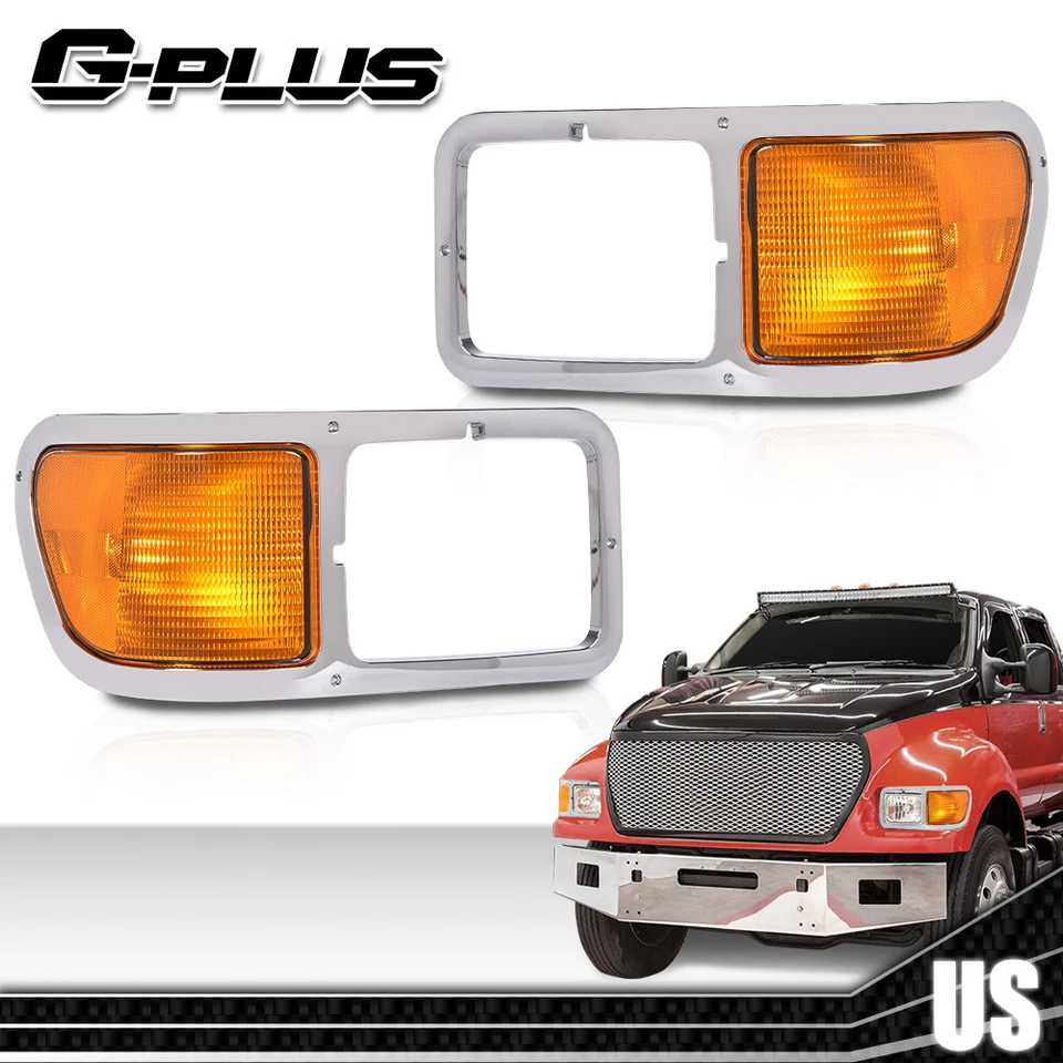Fit 2000-2015 Ford F650 F750 F-650 -F750 Headlights Bezel Corner Light Pair Foto 2 de 4