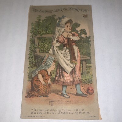 Vintage Advertisement Card The Leader Sewing Machine Co Read
