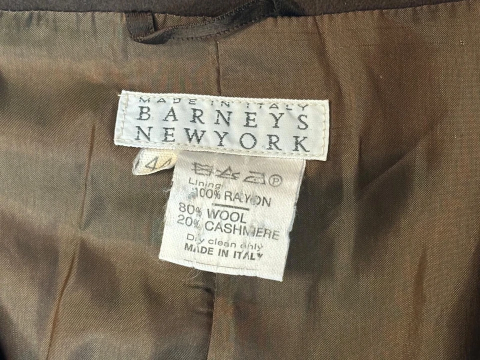 Chaqueta Barneys New York Años 90 Lana Sencillo Pecho Estilo Nehru Marrón Talla 44 Foto 3 de 3