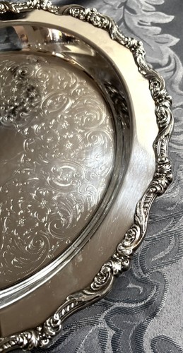 OLD ENGLISH BY POOLE SILVER PLATE FOOTED SERVING DISH 5017-12” - Picture 2 of 7