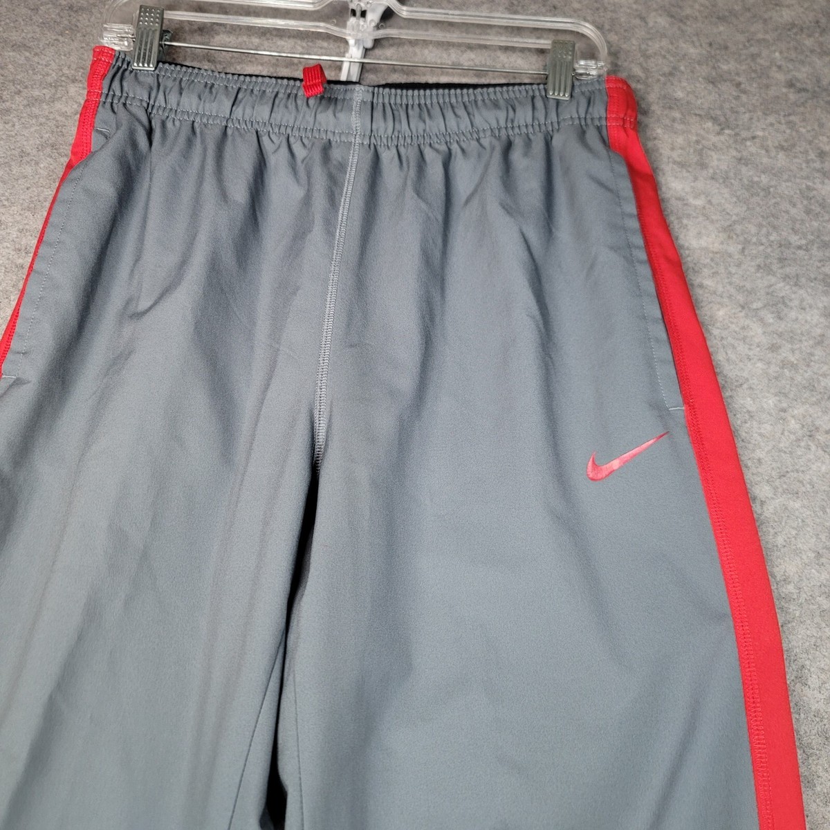 Nike Pants Mens Small Gray Red Track Pant Ankle String Dri Fit | eBay