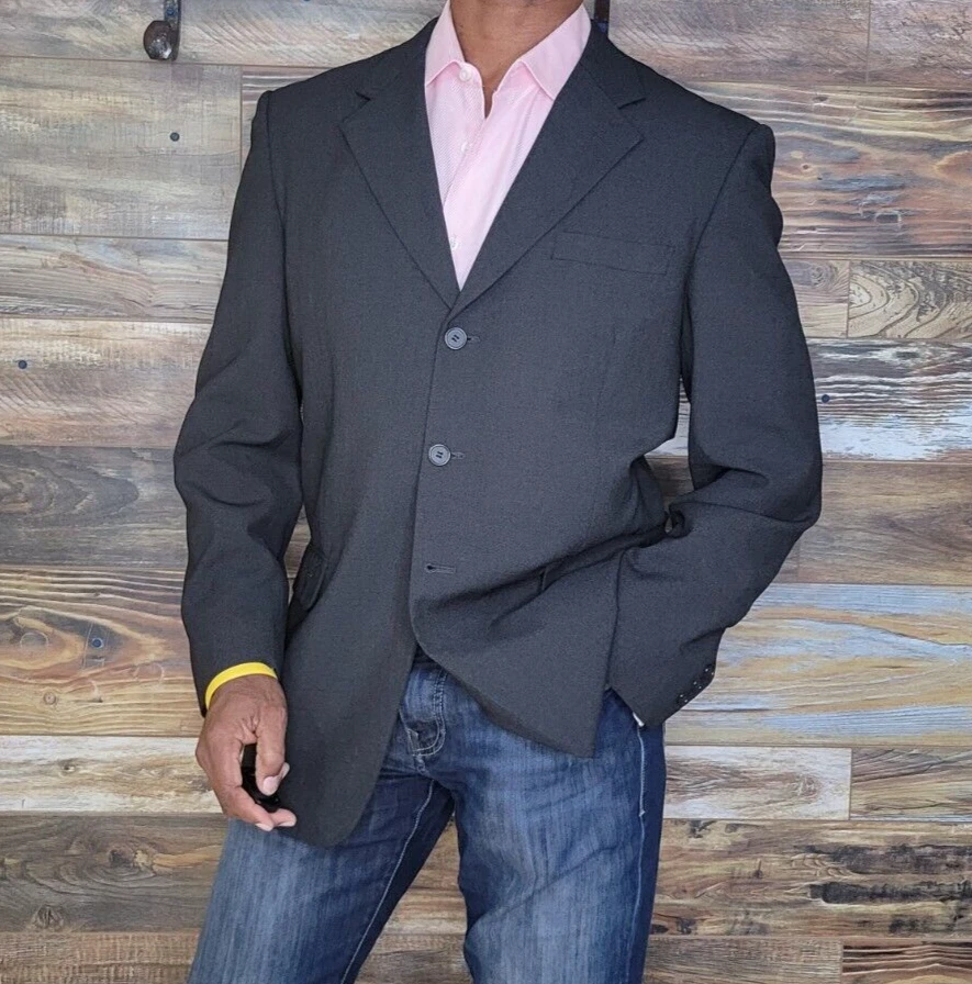 Pierre Cardin 100% Ultra Cool Wool Black Blazer Sport Jacket Size 42R - Image 2 of 4