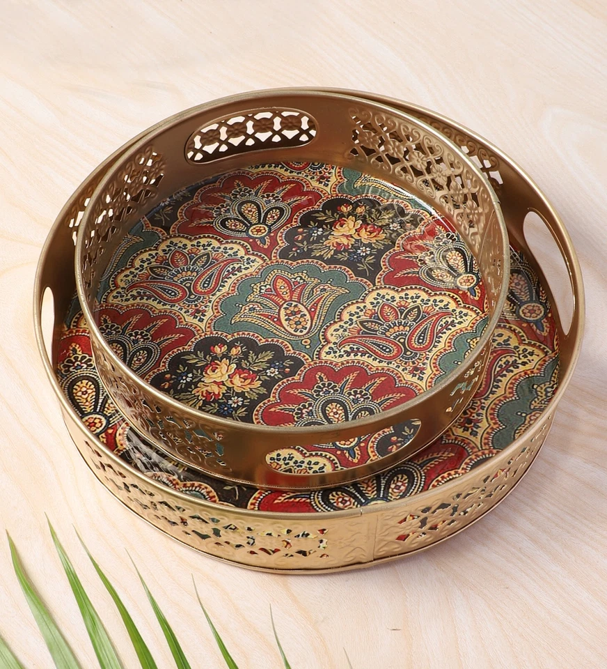 Traditional Design Serving Trays Set (8 Inches & 10 Inches) - Image 2 of 4