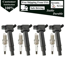 4Pcs Ignition Coil and Iridium Spark Plug For 2000-2007 Toyota Solara 2.4L