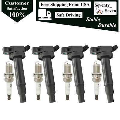 4Pcs Ignition Coil and Iridium Spark Plug For 2000-2007 Toyota Solara 2.4L