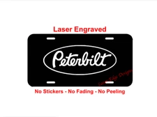 Peterbilt Oval Semi Truck Tag Laser Engraved Black Aluminum License Plate Gift