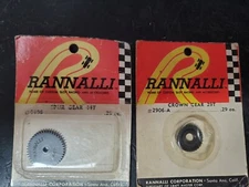 29 Tooth Slot Car Crown Gear 2906 & 44 Tooth Spur Gear 4406 Rannalli NOS