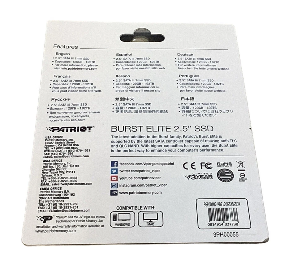 Patriot Burst Elite 2.5" 120GB SATA III Internal Solid State Drive (SSD) PBE120G - Image 3 of 4
