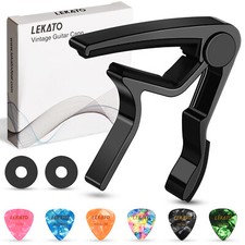 2X Guitar Capo Quick Change Acoustic Electric Guitar Capo with Picks Locks US