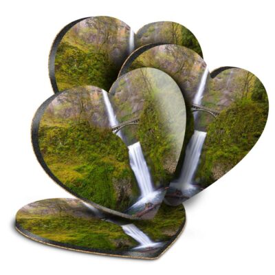 4x Herz MDF Untersetzer - Multnomah Falls Oregon #3500