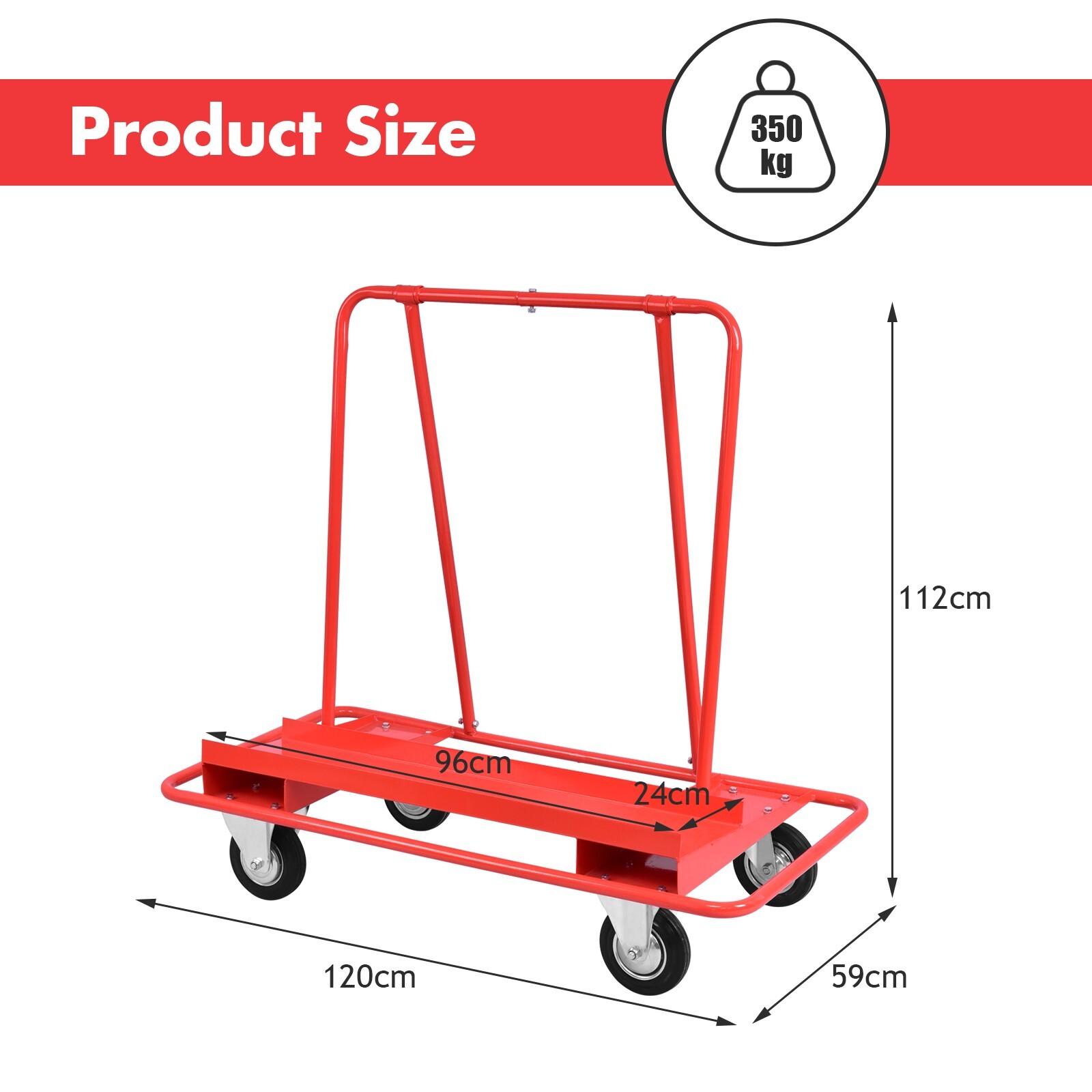 120x59x112cm Rolling Drywall Cart Antifalling Edge Plasterboard