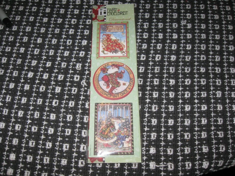 MARY ENGELBREIT Dimensional Stickers "Some Cause Happiness " Set of 3 Christmas
