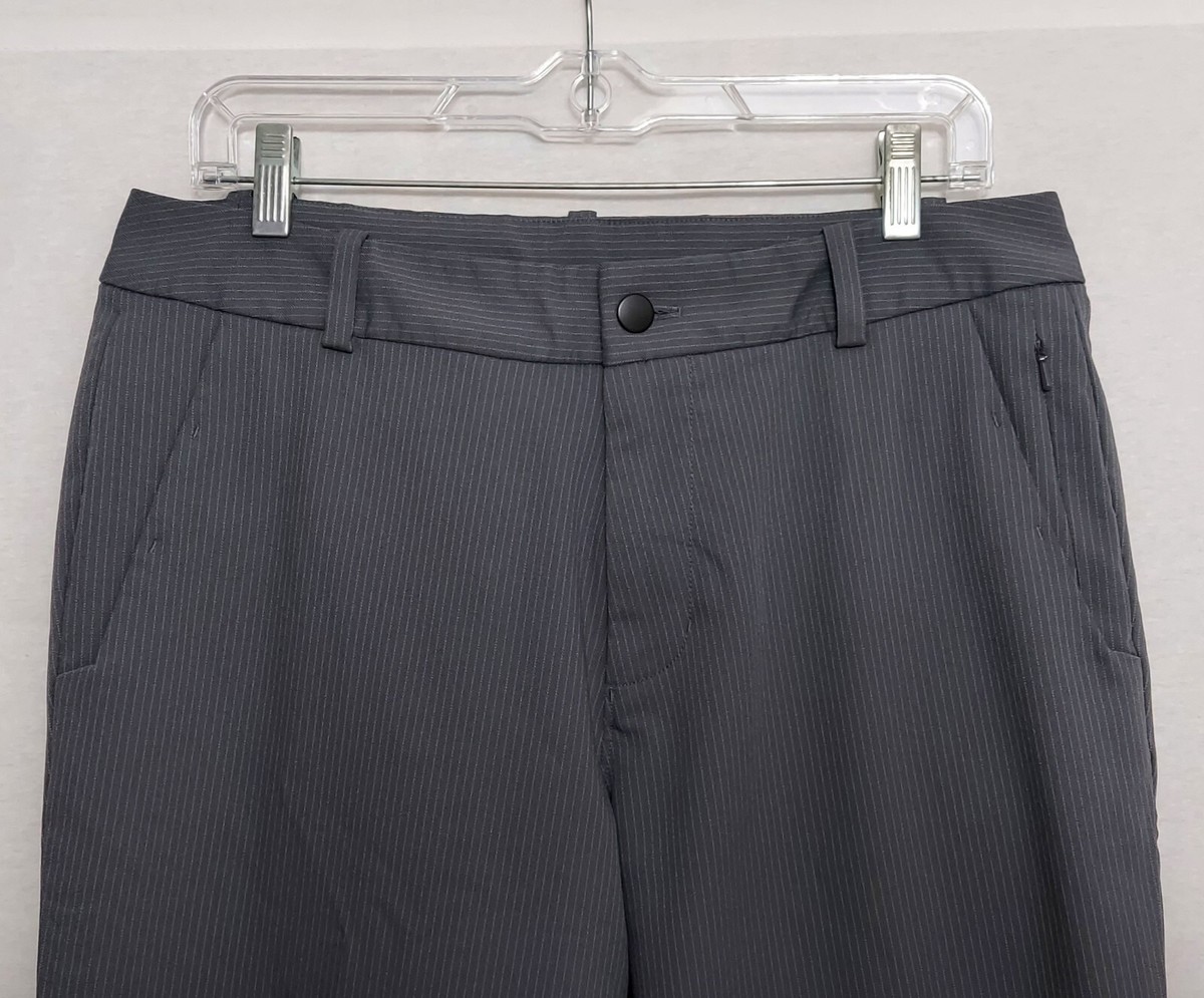 Lululemon Ascent Pants Mens 34 Gray Stripe Dark Slate Zip Pockets