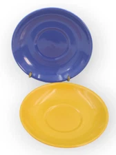 Bene Casa By Pomtrex Blue & Yellow Espresso Saucers - 2 Vintage