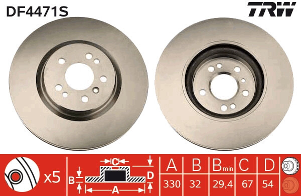 Disque de frein DF4471S TRW en acier carbone premium pour MERCEDES-BENZ classe confort