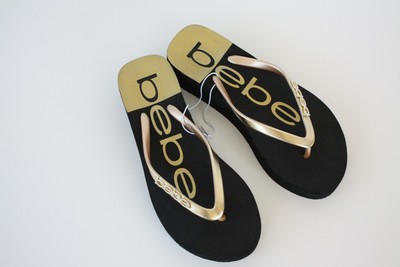 bebe wedge flip flops