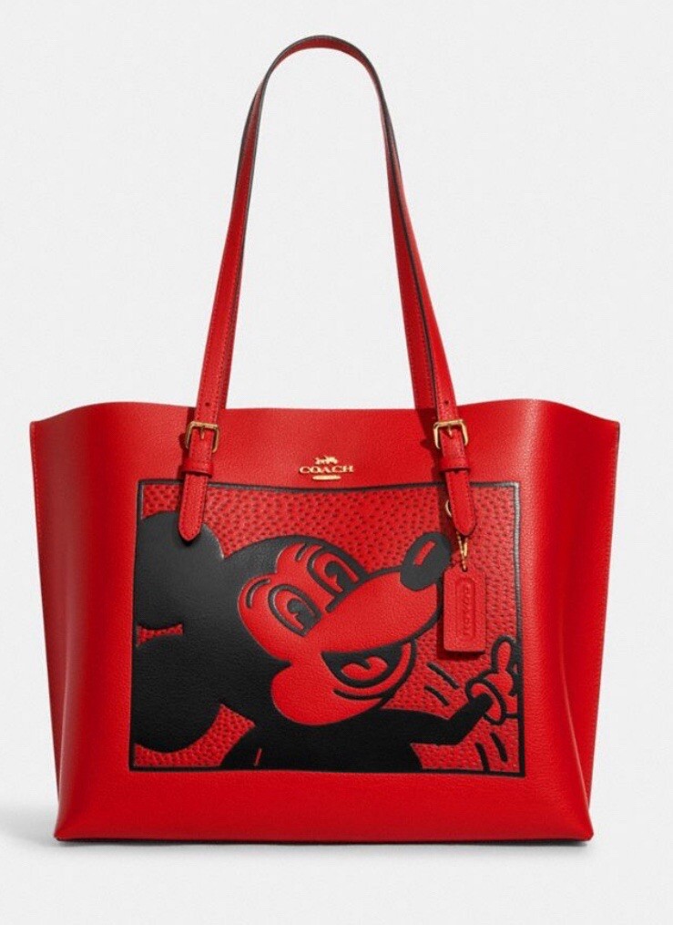 COACH Disney Mickey Mouse X Keith Haring C7233 Mollie Tote Red