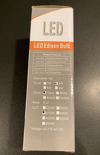 T6 LED Edison Bulb Dimmable, 6 Watt, 6 Inches, 2700K, Clear 6-Pack - Picture 2 of 5